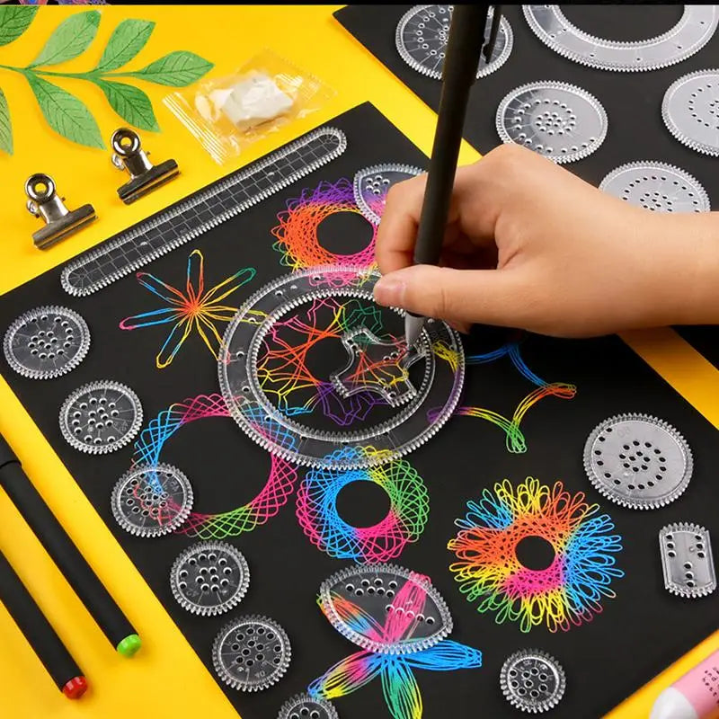 22-Piece Geometric Drawing Tool Set, Math Spirograph Ruler Painting Puzzle Educationa lifestyle view