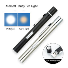 Rechargeable LED Medical Pen Light | Dual Color Temperature Stainless Steel Flashlight