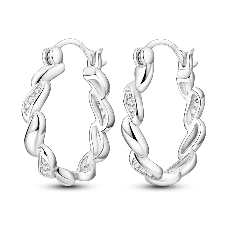 Original 925 Sterling Silver Women Hoop Earrings High Quality Shine Zircon U Shaped Clas detail view