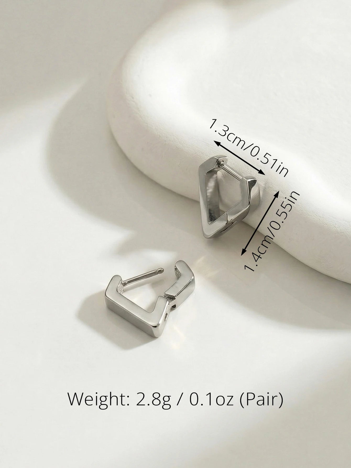 Unisex Stainless Steel Rectangular Hoop Earrings for Men Women Punk Rock Triangle Hug lifestyle view