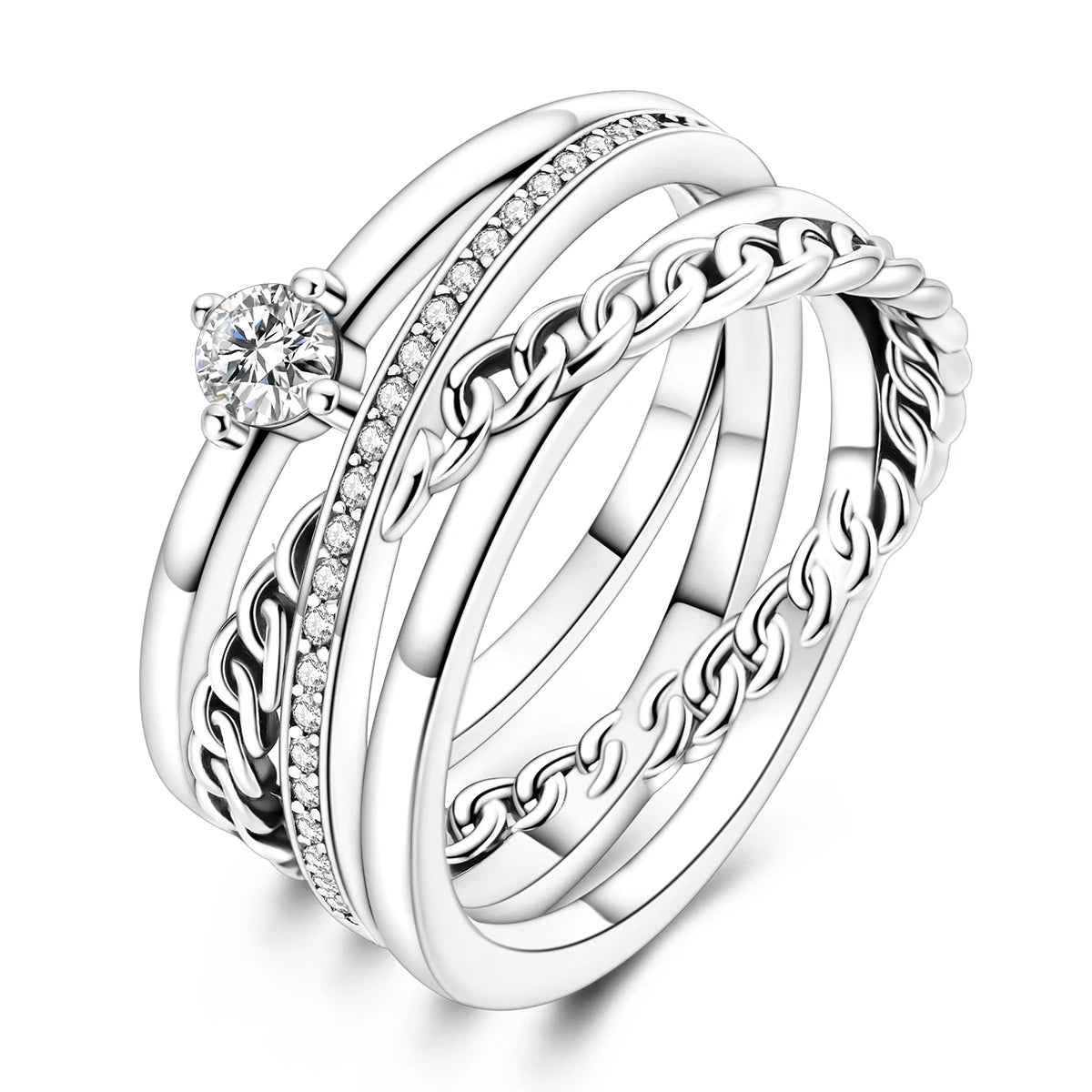 925 Sterling Silver Heart Ring with Cubic Zircon | Geometric Wedding Band for Women detail view