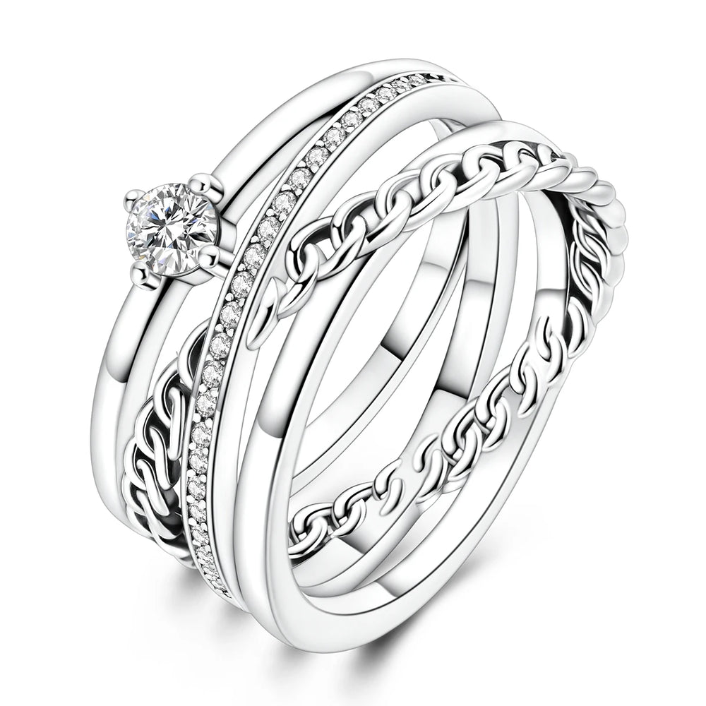 925 Sterling Silver Heart Ring with Cubic Zircon | Geometric Wedding Band for Women detail view
