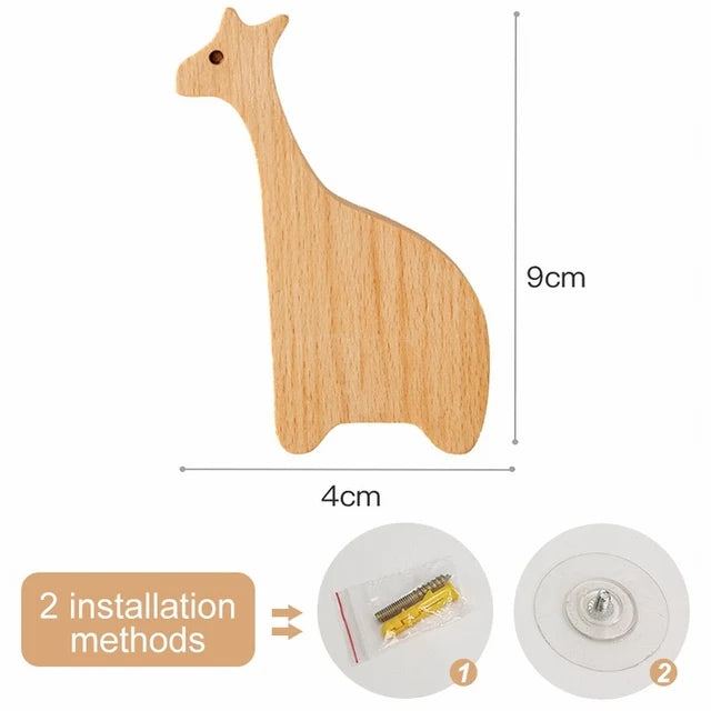 Wooden Animal Hook | Cute Wall Mounted Coat and Key Holder additional angle