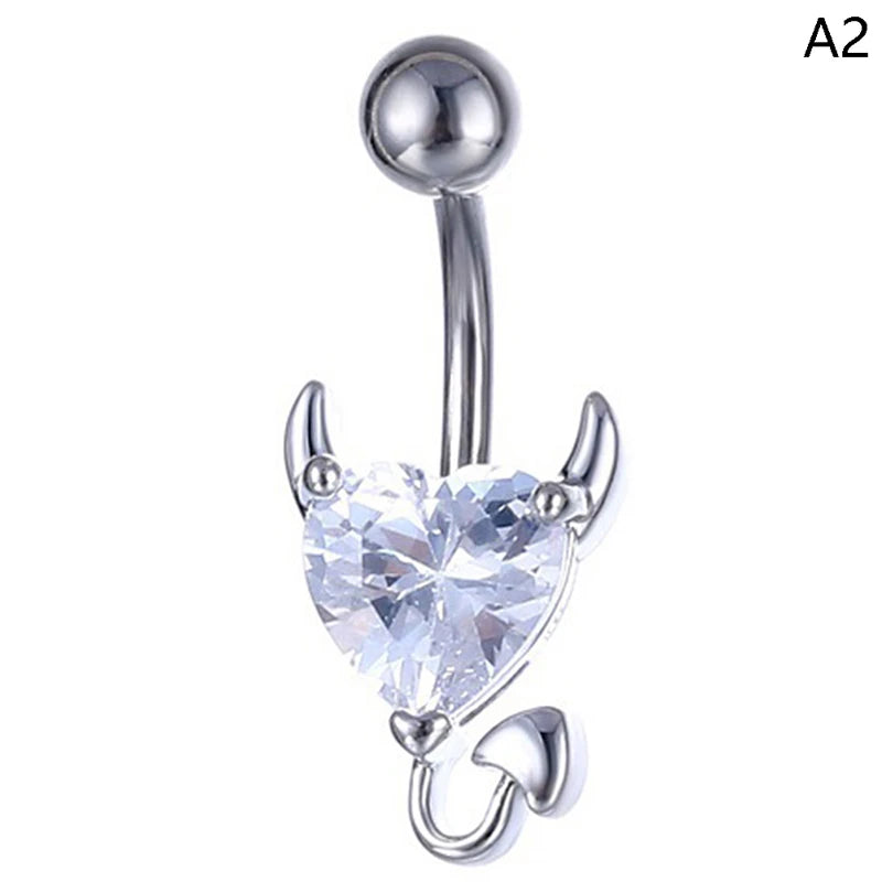 Crystal Belly Button Ring Animal Shape Belly Piercing Stainless Steel Navel Curved Ba alternate view