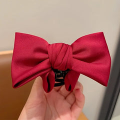 3Pcs Smooth Satin Bow Grip Clip Large Firm Disc Hair Accessories for Women Daily Commu close-up view