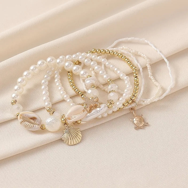 Bohemia Crystal Tassel Multicolor Beads Bracelet | Handmade Elastic Charm Wrap for Women detail view