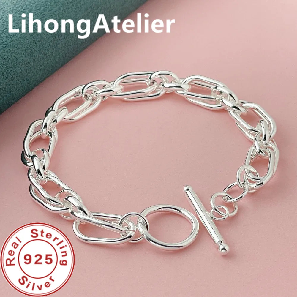 Classic 925 Sterling Silver Double Link Bracelet | Fine Jewelry Gift for Women and additional angle