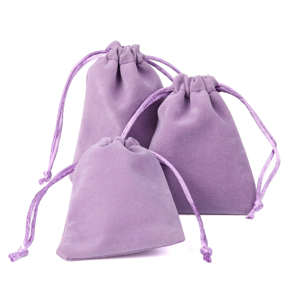 10pcs Drawstring Velvet Jewelry Gift Bags | Soft Plush Multi-Color Pouches for Wedding C detail view