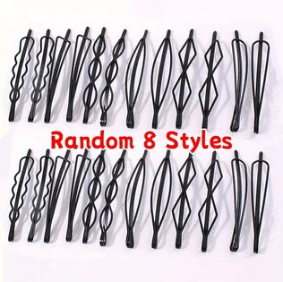 8Pcs Fashion Black Bobby Pins Hair Clips Wavy Hairpins Metal Barrettes Invisible BB additional angle