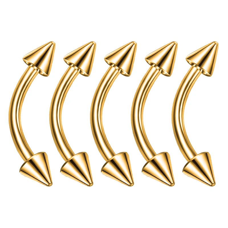1/5Pcs Eyebrow Lip Piercing Banana Shape Lip Ring Stainless Steel Curved Barbell Stud close-up view