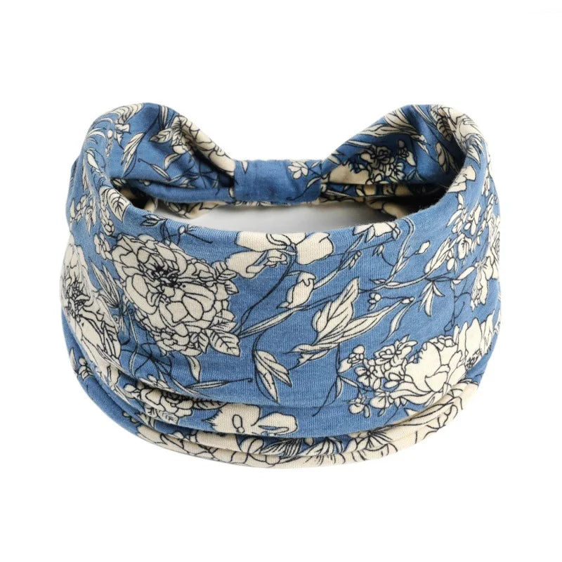 Bohemian Style Elastic Hair Bands Yoga Headband Women Headwear Print Vintage Cross Un lifestyle view