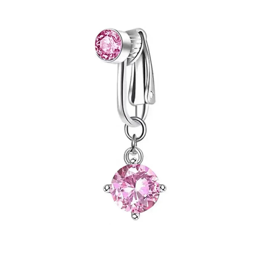 Clip On Belly Button Ring Butterfly Copper Zircon Pink Fake Belly Piercing Umbilical lifestyle view