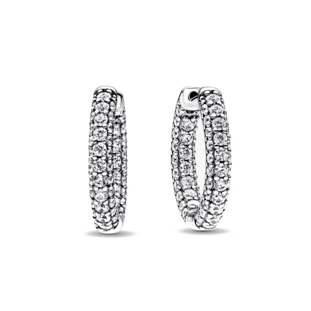 Hot Sell New 925 Silver hoop Moon Star Earrings White Stone Love Pendant DIY Jewelry alternate view