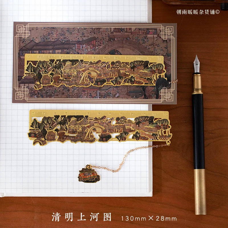 Chaoyu Ancient Style Famous Paintings Metal Bookmark Classical Chinese Style Book Page C detail view