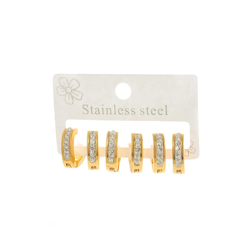 316L Stainless Steel Hollow V-shape Zircon Earrings | Simple Geometric Drop Earrings lifestyle view