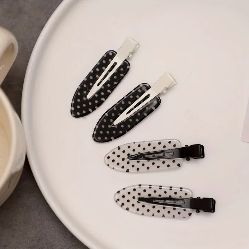 Black White Polka Dot Acrylic Hair Clips Minimalist Secure Hold Suitable for Daily We alternate view