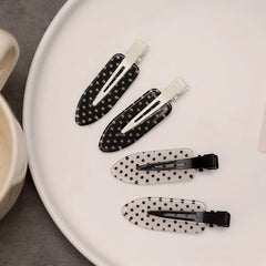 Black White Polka Dot Acrylic Hair Clips Minimalist Secure Hold Suitable for Daily We alternate view