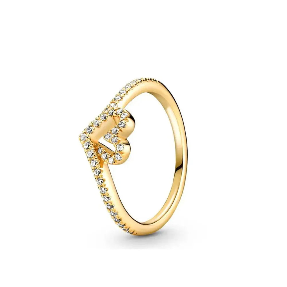 2025 Hot Selling Wholesale Gold Color Sun Heart Bow Size 6 7 8 9 Ring Rings For Trenda close-up view