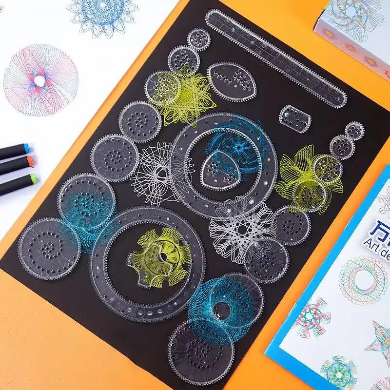 Roulette Drawing Tools Learning Painting Puzzle Toys Art Tool22pcs Drawing Toys Set additional angle