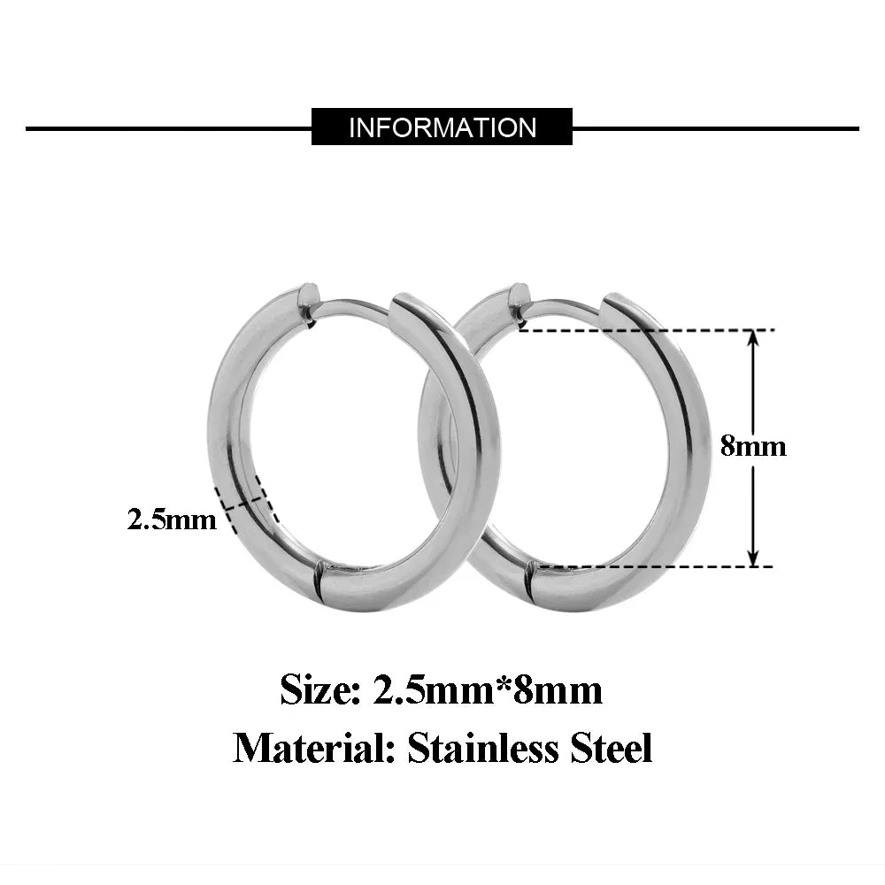 10pcs 18K PVD Gold Plated Stainless Steel Hoop Earrings Women Earrings Men Punk Hipho alternate view