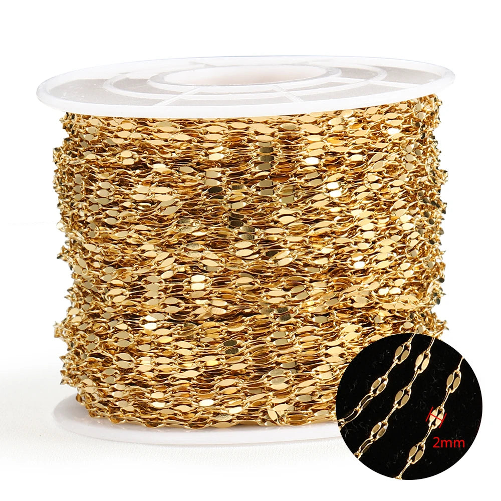 2Meters Stainless Steel Link Cable Gold Chains for DIY Jewelry Making Rolo Chain Be additional angle