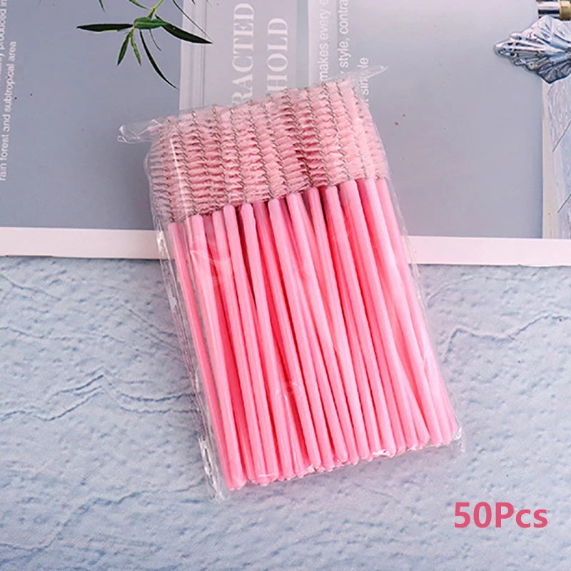 Disposable Eyelash Brushes 50 Pack | Mascara Wands Applicator Spoolies for Lash Exten lifestyle view
