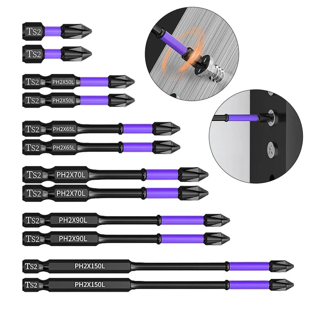 2Pcs Magnetic Batch Heads PH2 Cross Bits | Non-Slip for Screwdrivers and Hand Drills alternate view