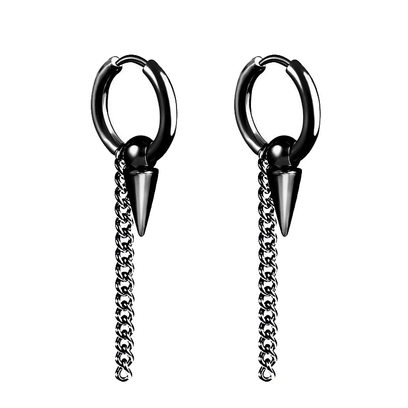 Black Arrow Punk Stainless Steel Stud Earrings | Unisex Gothic Ear Clip Set alternate view