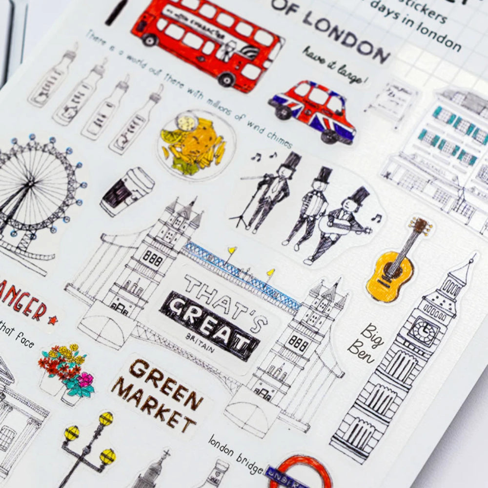 London Travel Sticker Set | PVC Scrapbook Decoration Kit lifestyle view