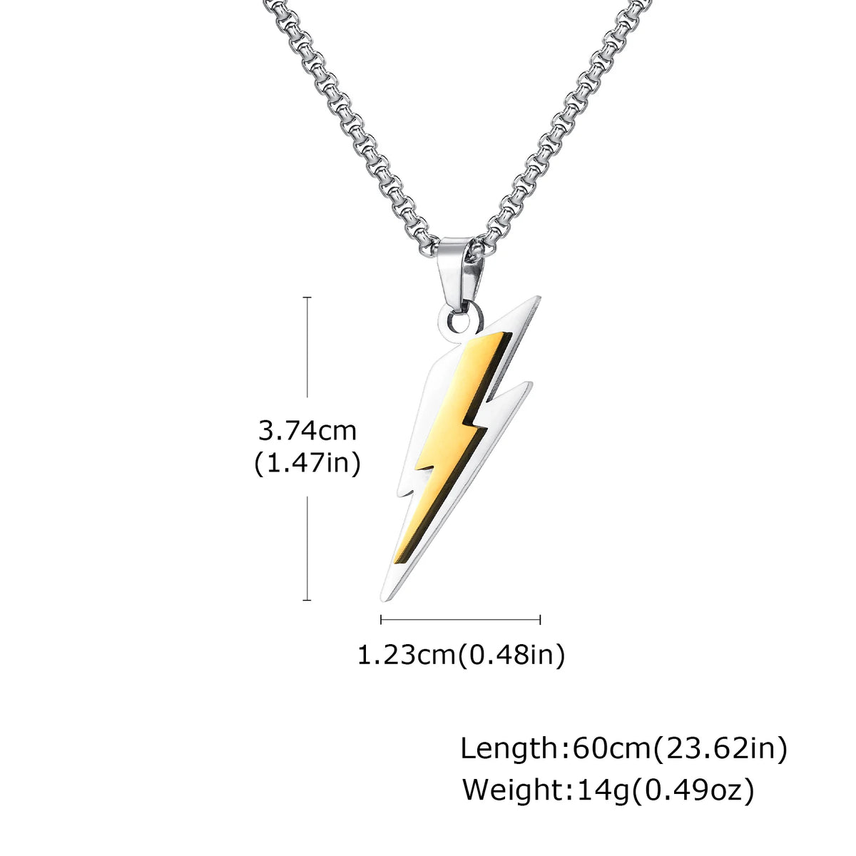 Trendy Lightning Stainless Steel Necklaces for Men,Two Color Lightning Pendant Neckla alternate view