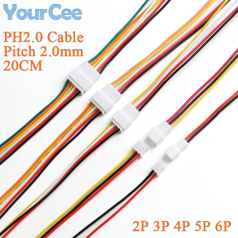 10Pcs 20CM JST PH 2.0 Connector Plug Jack Male Female 2/3/4/5/6 Pin Micro Cables JST PH 2.0mm Male Female Connectors