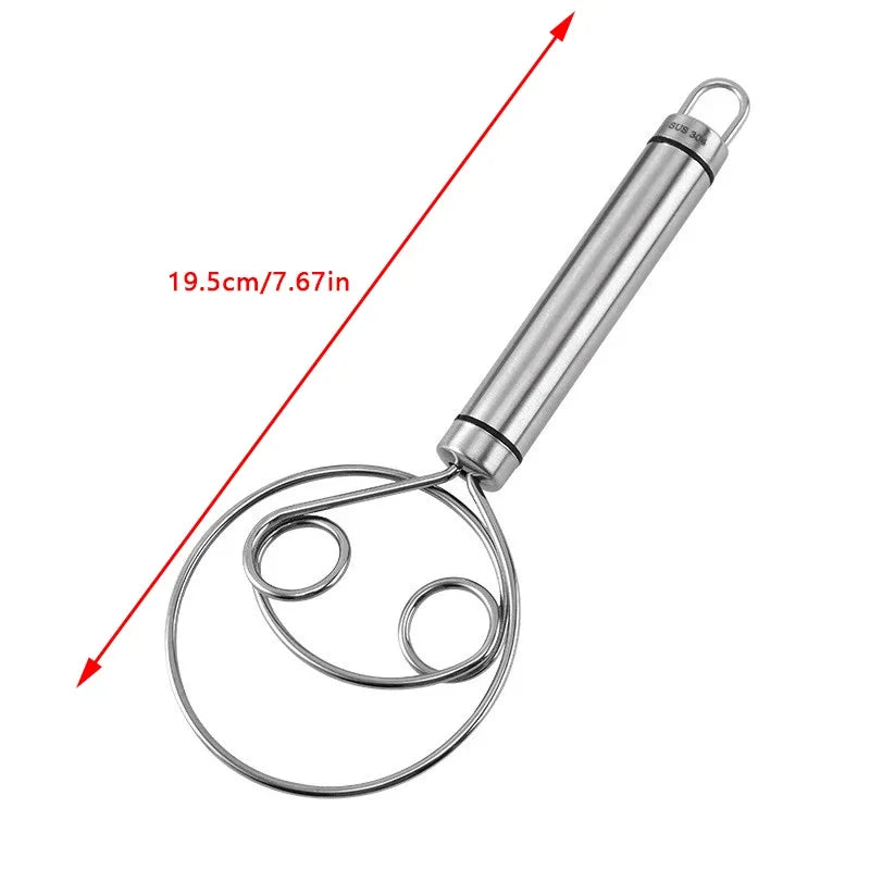 Danish Dough Whisk | Stainless Steel Mixing Rod for Baking close-up view