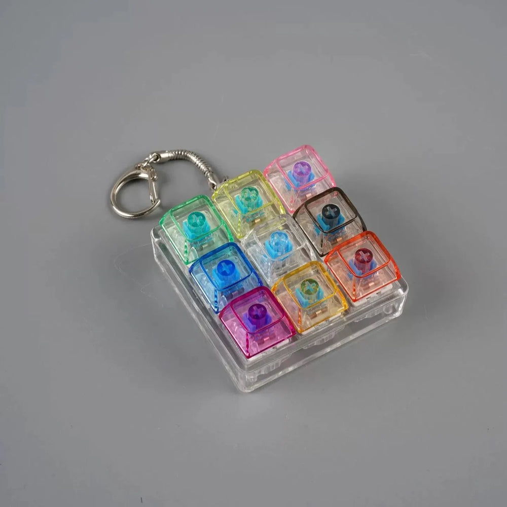 LED Light Keyboard Keychain Fidget Toy Clickable Button Stress Relief Portable Desk additional angle