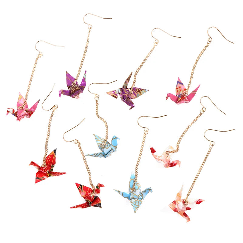 Origami Crane Earrings | Handcrafted Paper Bird Jewelry detail view