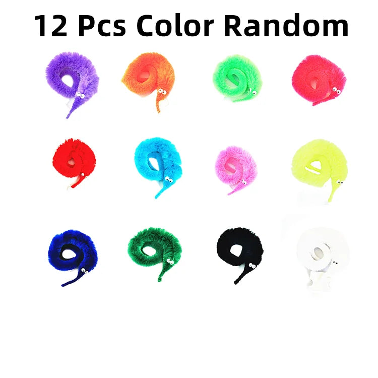 12Pcs Fuzzy Worm Magic Toys | Kids Magic Trick Set and Pet Interactive Toy alternate view
