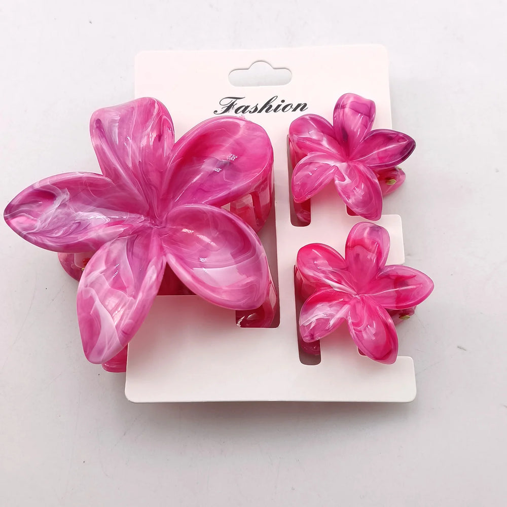 3/6/9/12PCS Hawaiian Gradient Flower Hair Claw Clip For Women Girl Fashion Plastic No alternate view