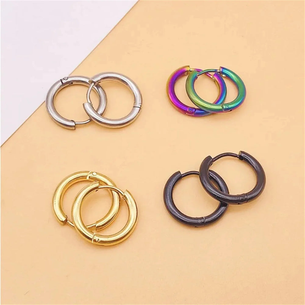 2/8Pcs Fashion Simplicity 316L Stainless Steel Small Hoop Earrings, Cartilage Tragus lifestyle view