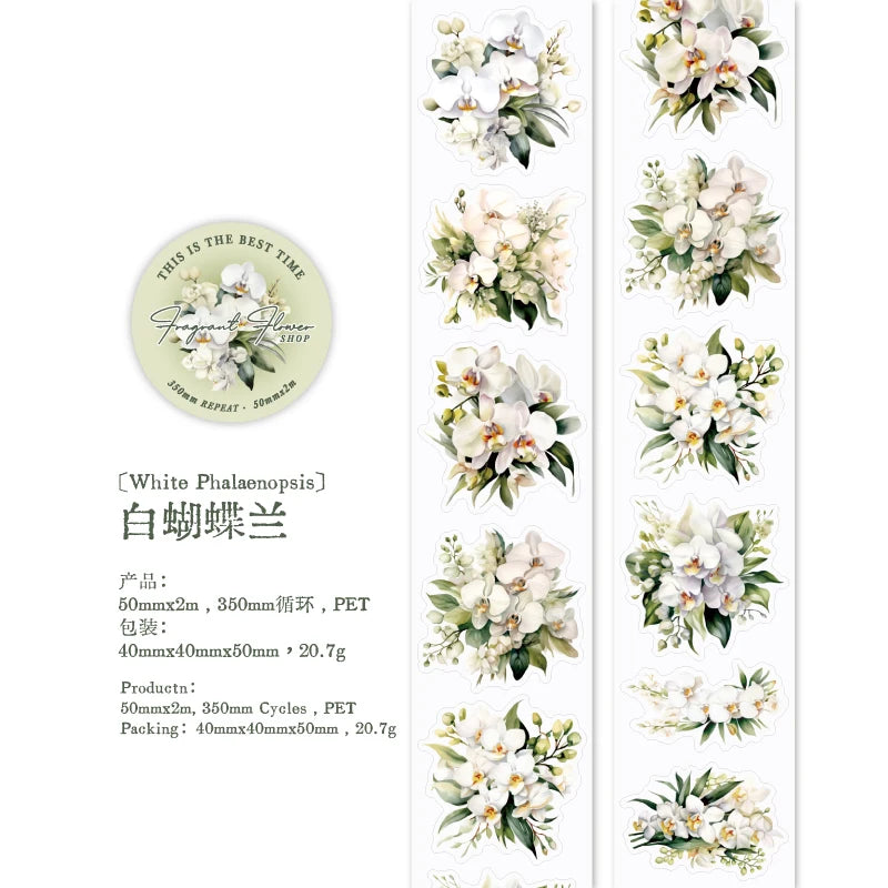 Journal GO Flower Washi Tape Set | Fragrant Scrapbooking Decorative Tape close-up view