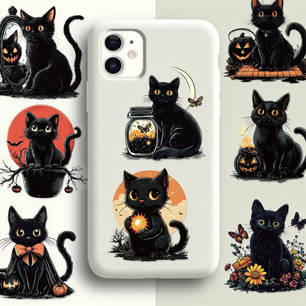 50PCS Halloween Cute Black Cat Creative Graffiti Stickers DIY Luggage Notebook Wate additional angle