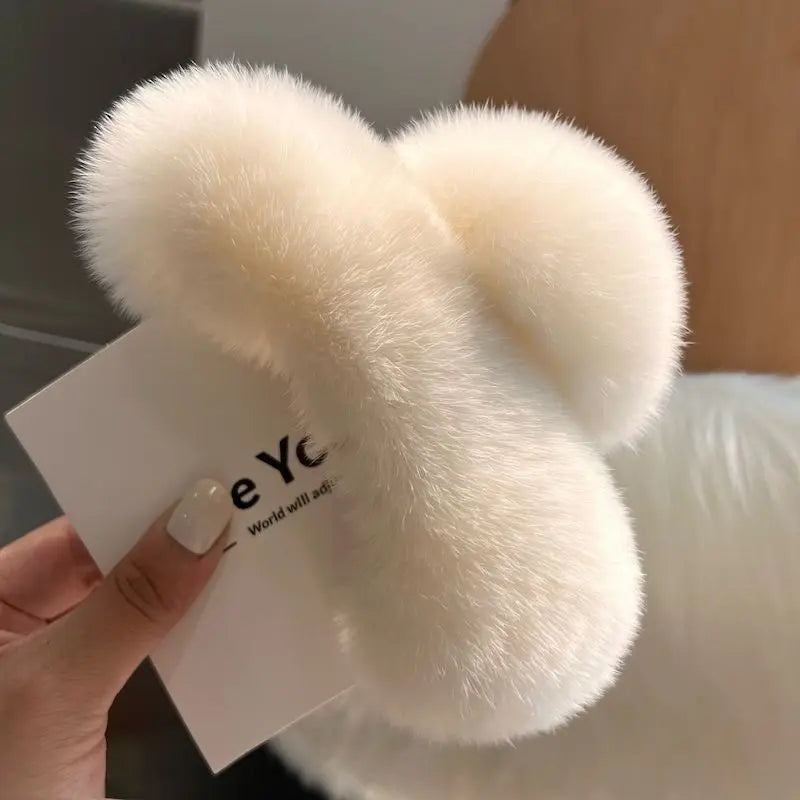 Plush Hair Clip, Cotton, 2 Pcs