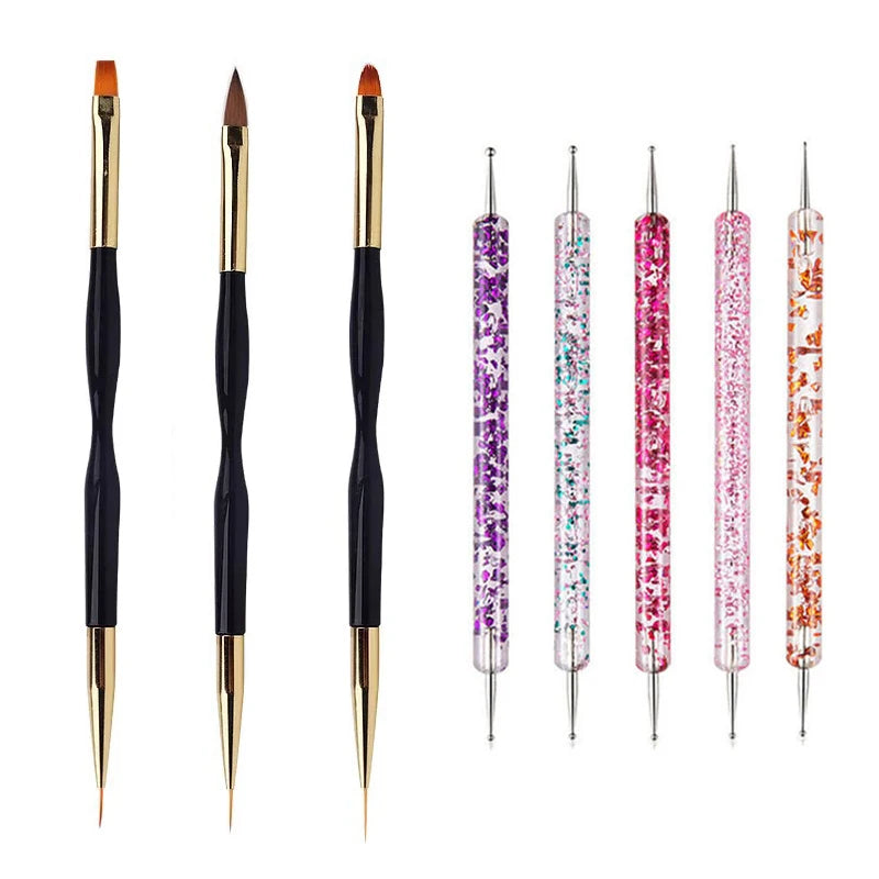 5/20Pcs Nail Art Brush Design Tip Painting Drawing Carving Dotting Pen FlatFan Liner alternate view