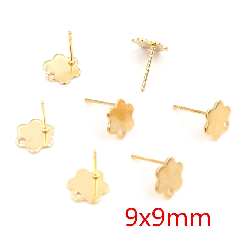 20pcs 316 Stainless Steel Gold Color Geometric Earring Stud Earring Posts Connector additional angle