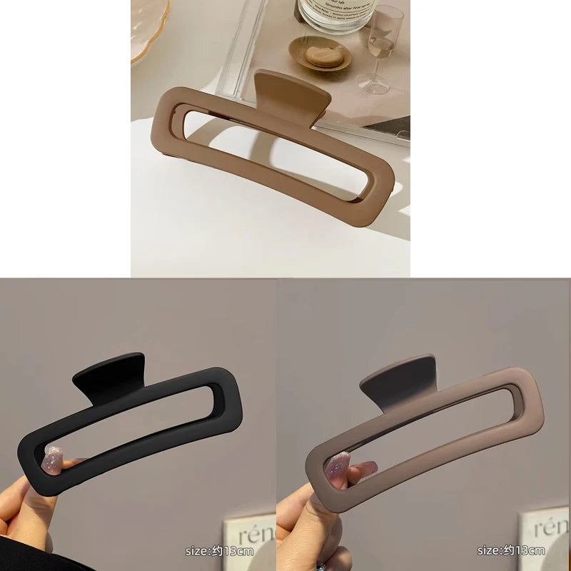 1/2/3pcs Temperament Frosted Large Rectangular Hair Clip for Women Elegant Shark Cl additional angle