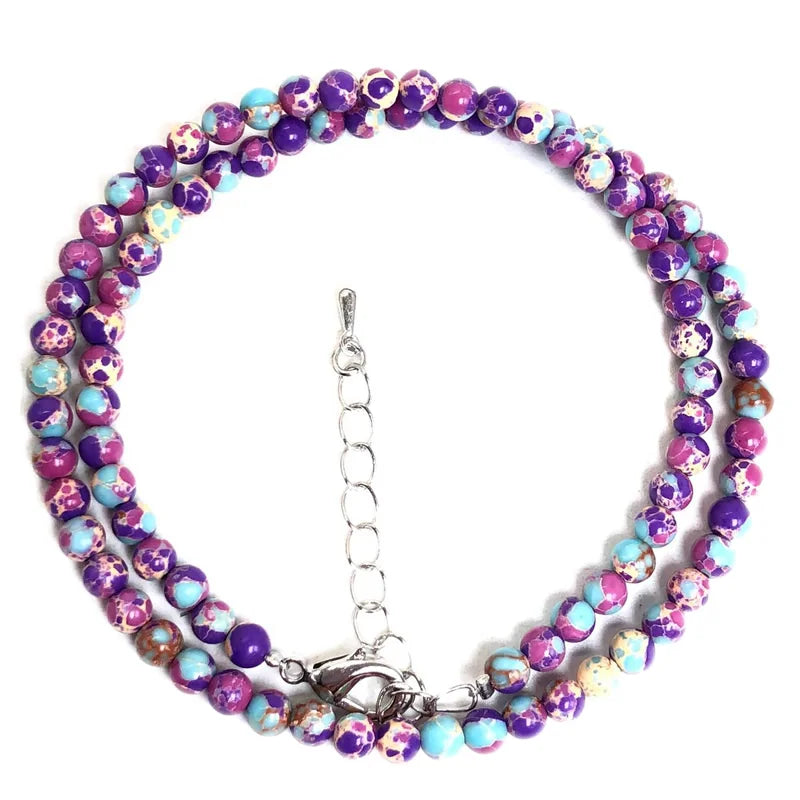 2025 Natural Stone Crystal Choker Necklace | 4mm Bohemian Adjustable Choker close-up view