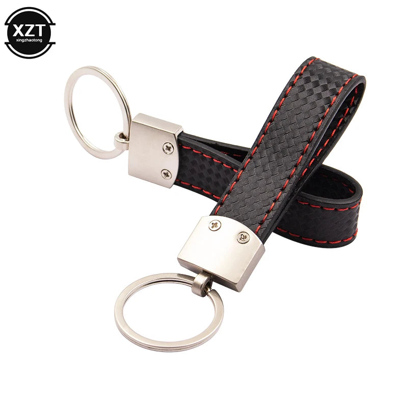 Fashion Black-Red Leather Car Keychain Key Ring | 3-Color Sports Keychain Pendant for En detail view