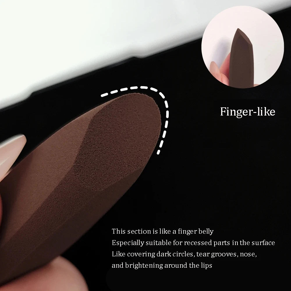 Pointed Tip Makeup Sponge Puff Finger Tongue Shape Foundation Sponge Concealer Brighte close-up view