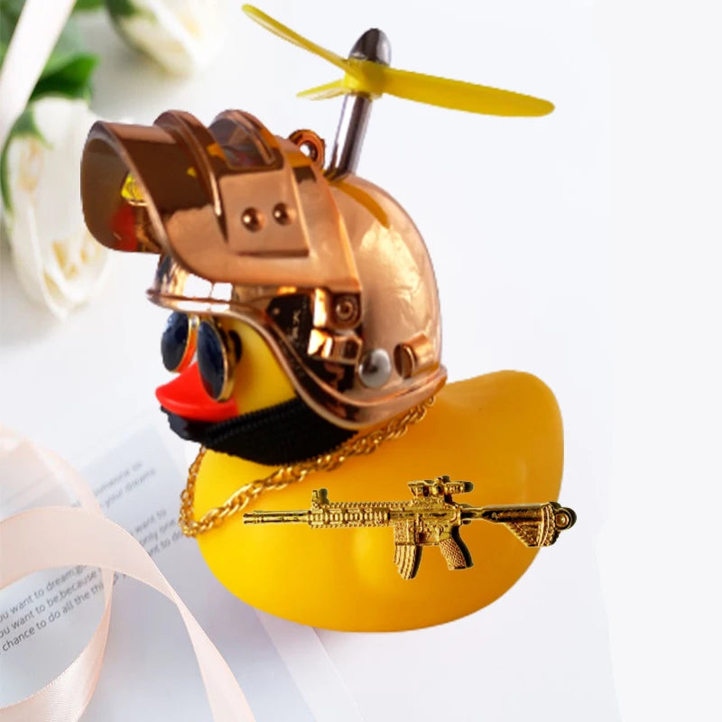 Motor Accessories Yellow Duck with Helmet for Bike Without Lights Auto Car Accessories D detail view