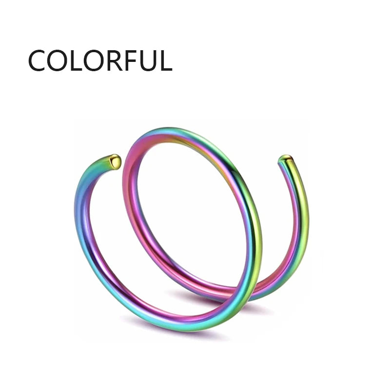 Stainless Steel Magnet Fake Nose Ring Hoop Fake Piercing Hoop Septum Rings For Women alternate view
