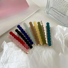 2pcs/set Cute Bobby Pins Acetate Hair Clip Side Pin Colorful Barrettes Lace Wave Geometric Hairpin G