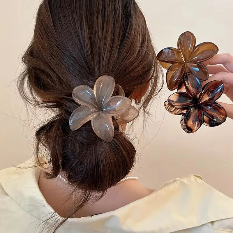 Korean Hawaiian Gradient Flower Hair Claw Clip For Women Girl Fashion Plastic Non Sli alternate view